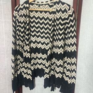 NIC + ZOE CHEVRON KNIT OPEN CARDIGAN‎ SIZE PS